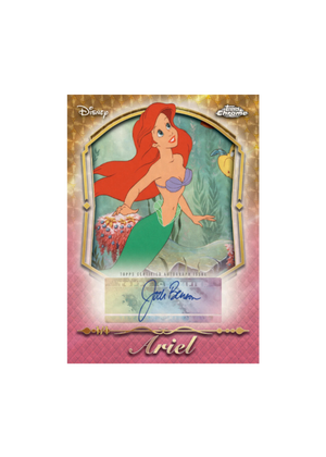 Disney Ariel trading card with signature on a pink background
