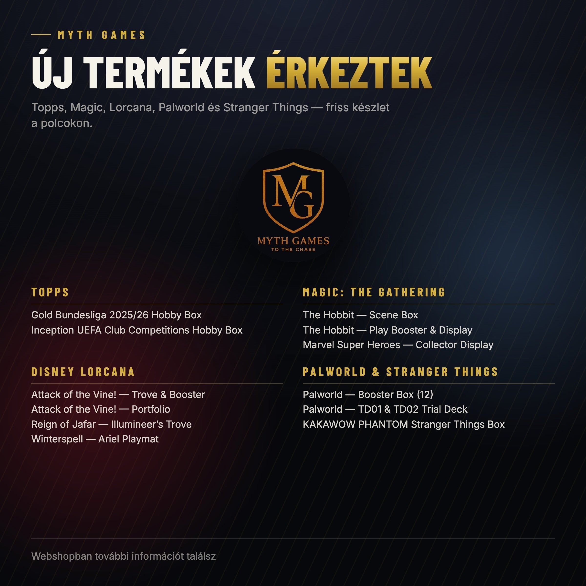 Új termékek érkeztek/Készletfeltöltés ma 20:30-tól