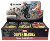 Box of Marvel Super Heroes Play Boosters with character illustrations on the packaging.