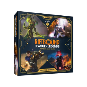 Trading card game box for 'Riftbound League of Legends' with character illustrations on a white background.