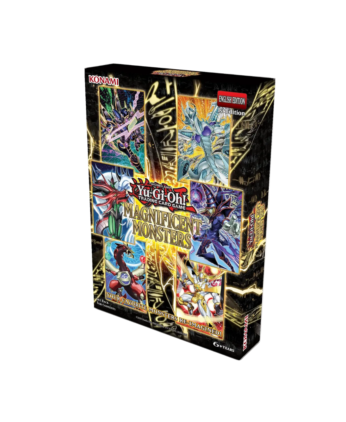 Yu-Gi-Oh! card game box featuring magnificent monsters on a white background