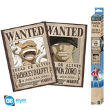 One Piece Luffy és Zoro Wanted poszterszett – 2 db, 52 × 38 cm