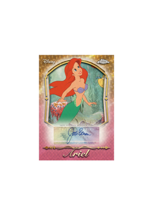 Disney Ariel trading card with signature on a pink background