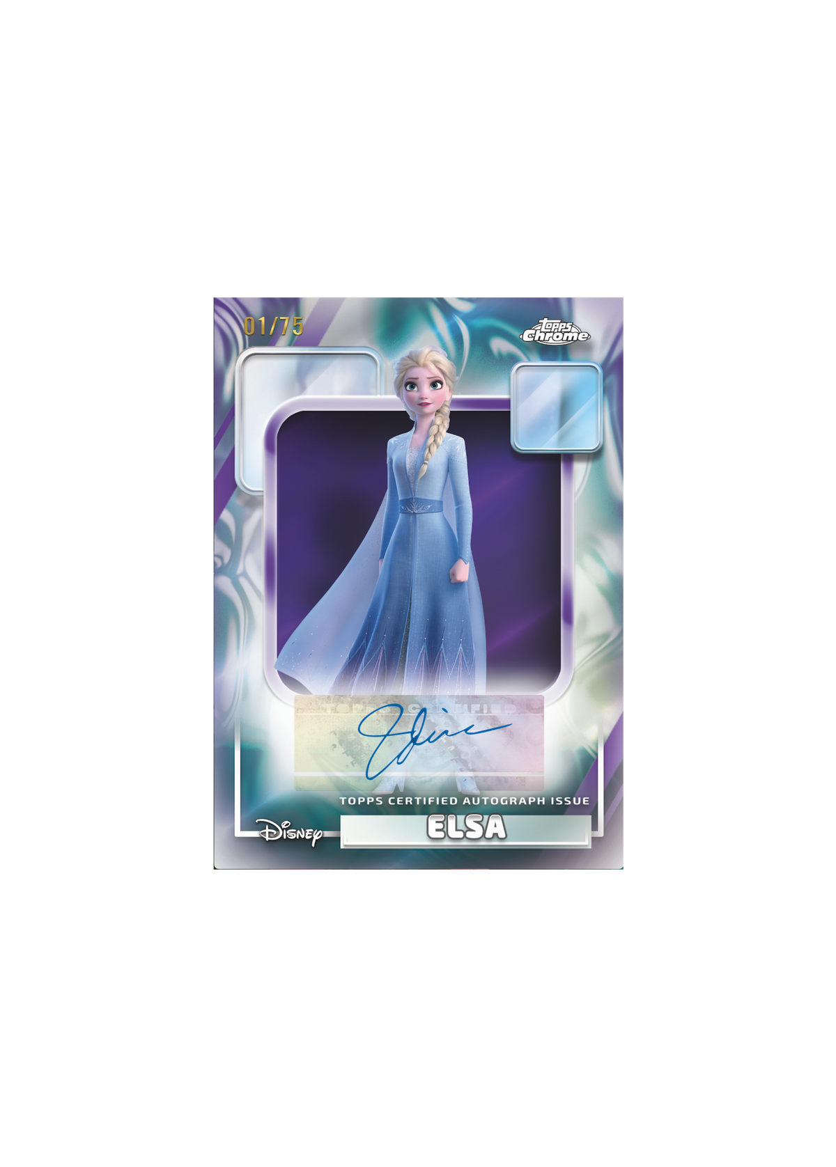 Elsa trading card from Disney's 'Frozen' with Topps Chrome branding